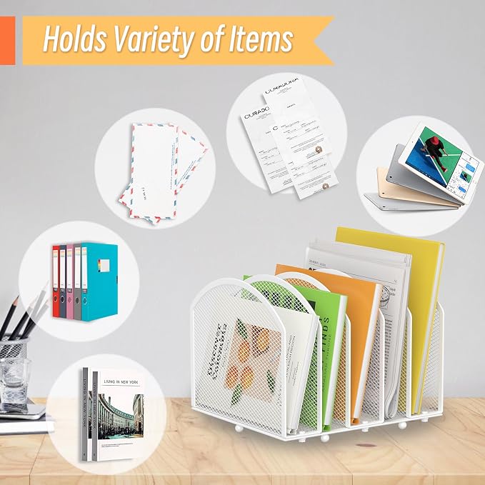 MINDEPOT Desk File Organizer 5 Sections Desktop Organizer File Sorter Office - Image 5