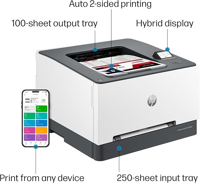 HP Color Laserjet Pro 3201dw Wireless Color Laser Printer, Office Printer, Duplex, Best-for-Office (499Q9F)-DeskLoop Office