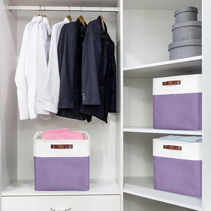 Bagnizer 13x13 Cube Storage Bins, Collapsible Fabric Storage Box, 4 Pack Closet - Image 2