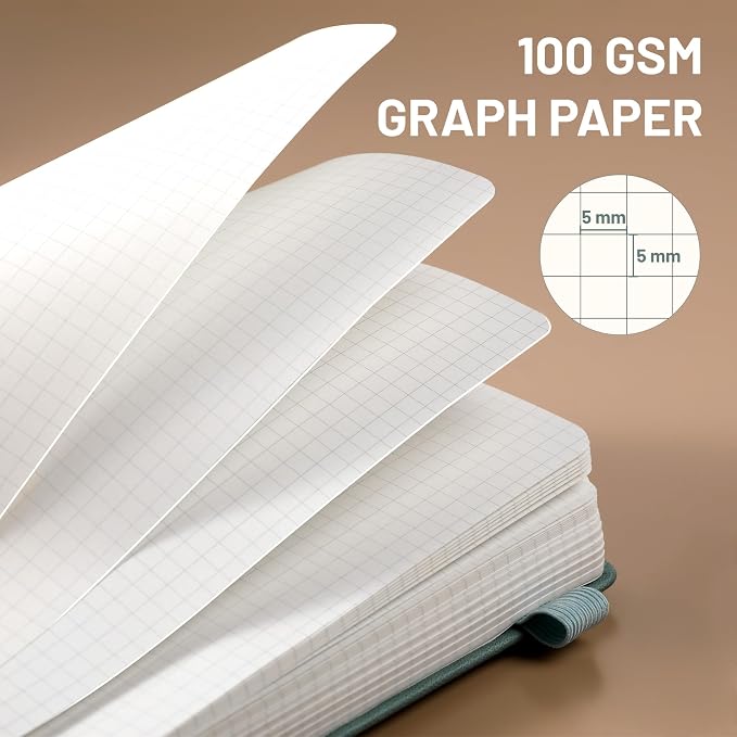 CAGIE Graph Notebook 320 Pages 100 GSM Paper Graphing Grid Journal B5 Hardcover - Image 3