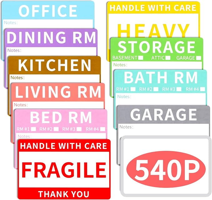 Azureal 540 PCS Moving Labels, 10 Color Coded Moving Stickers Including Fragile by Unknown