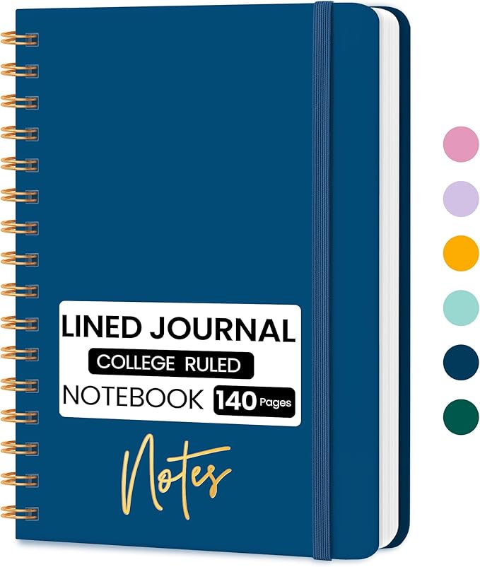 CICPAP Lined Spiral Journal Notebook, A5 College Ruled Notebook by CICPAP