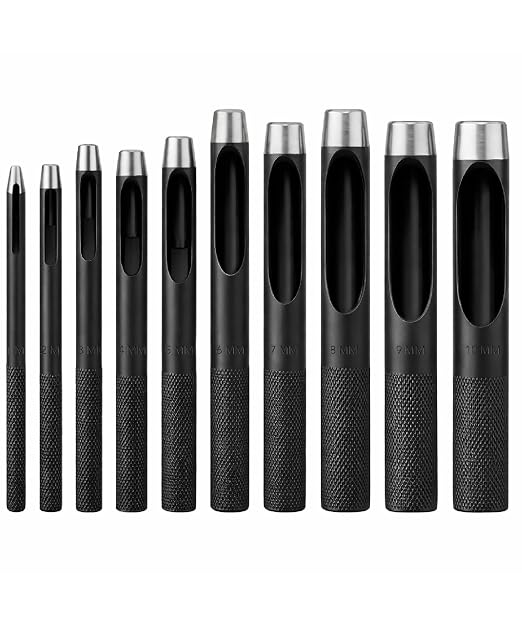UNCO- Hollow Leather Hole Punch Set, Carbon Steel Leather Hole Punch Tool by Unco