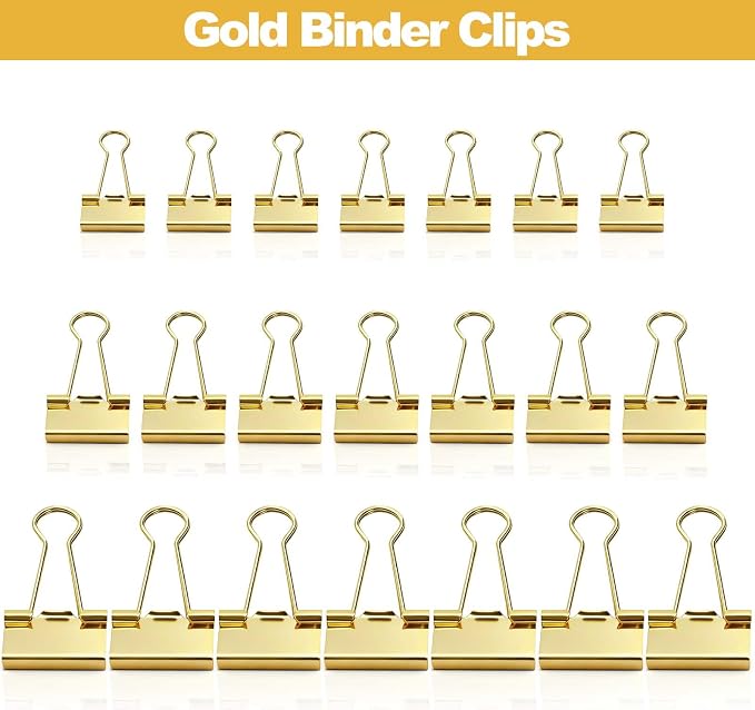 Fasmov 174 Pcs Gold Binder Clips Paper Clamps, Office Clip - Image 5