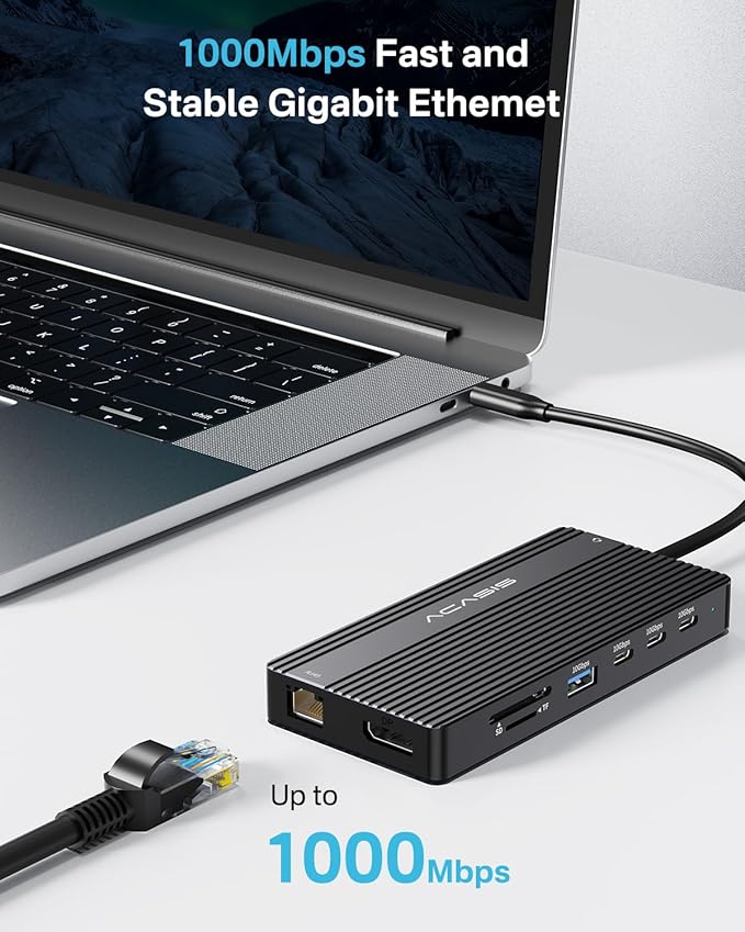 USB C Docking Station Dual Monitor, 14 in 1 USB C Hub, Adapter with 2 HDMI+DP(4K60Hz), Ethernet, 3 USBC 10G,100W PD, SD/TF, Audio, Laptop Docking Station for Dell/HP/Lenovo/ThinkPad/Surface (Black)-DeskLoop Office