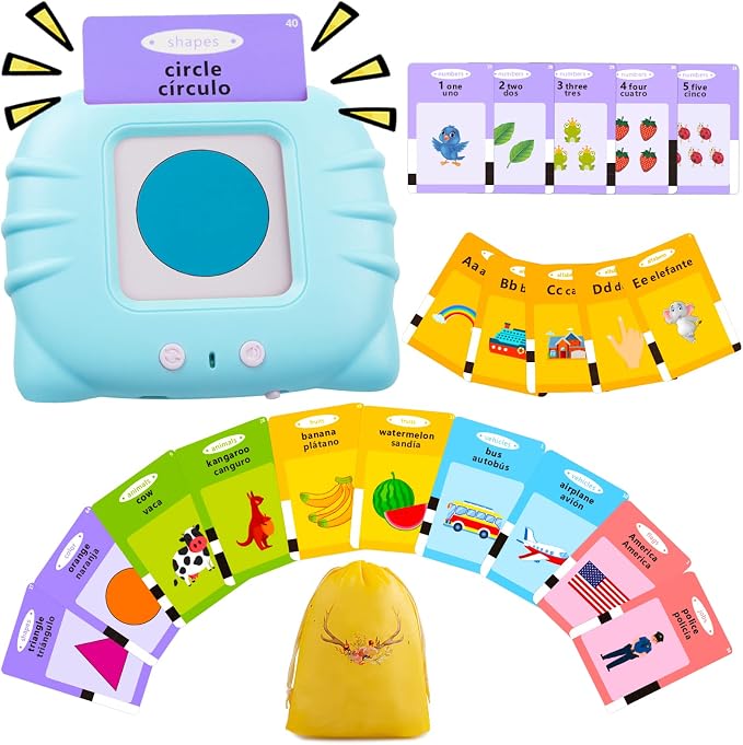 QuTZ ABC Learning Flash Cards for Toddlers 2-4 Bilingual Spanish English by Qutz-AFunLand
