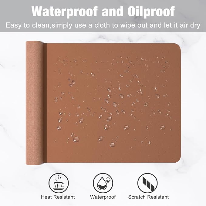 Hsurbtra Desk Pad, 23.6" x 13.8" PU Leather Desk Mat, M Extended Mouse Pad - Image 5