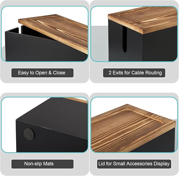Bivvclaz Large Cable Management Box, Wooden Cord Organizer Box - Image 5