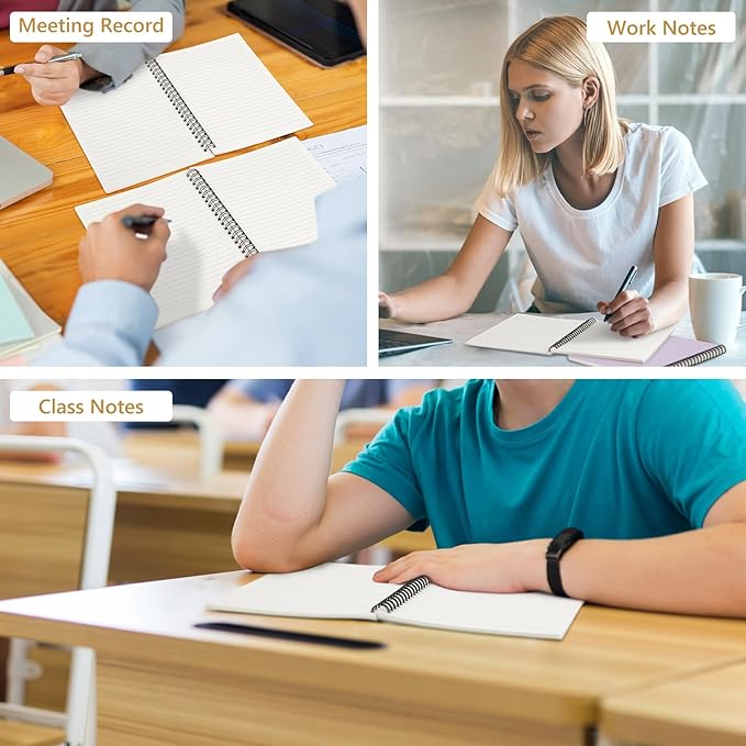 Fuutreo 12 Pcs Spiral Notebook for Work A5 8.3 x 5.7 Inch College Ruled Spiral Journal Notebook Kraft Cover Ruled Paper, 12 Color, 60 Sheets, 120 Pages for Office School(Innovative Color)-DeskLoop Office