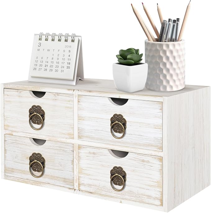 Wood Desk Organizer, Tabletop Storage Organization Box by SEEKELEGANT