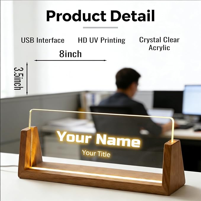 Custom Desk Name Plate, Light Up Acrylic Office Sign, Personalized Gift - Image 5