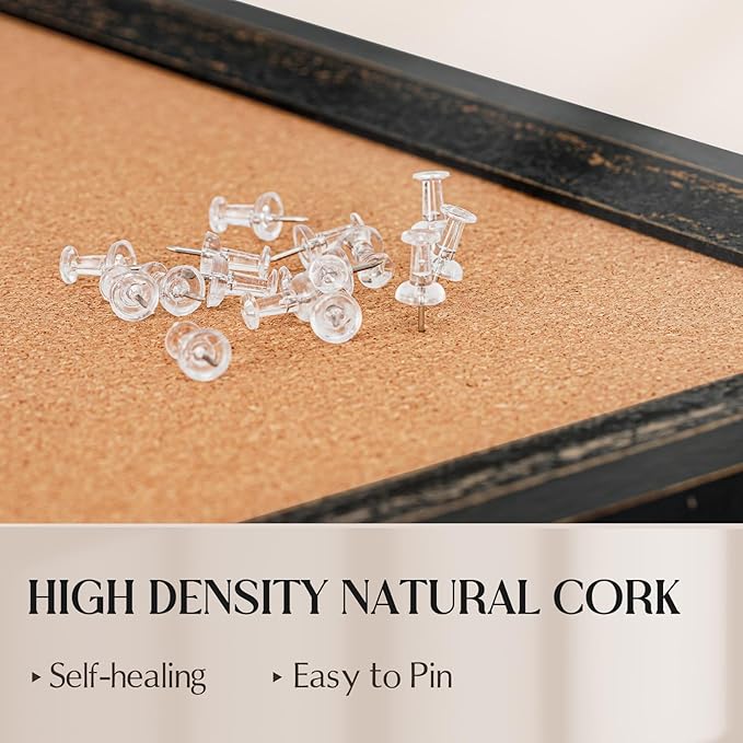 Cork Board Bulletin Board - 24" x 18" - Rustic Black Frame Corkboard for Wall - Decorative Pin Board, Message Board, Vision Board, Picture Board, Photo Board-DeskLoop Office