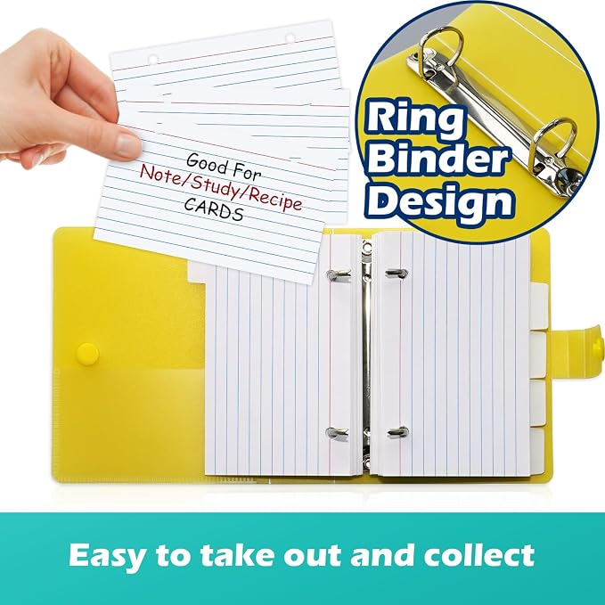 3x5 Lined Index Cards with Ring Binder Holder and Dividers, 100 Ruled Cards - Image 4