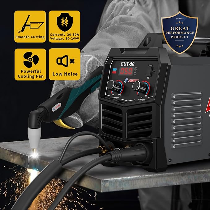 GZ GUOZHI Plasma Cutter, 50 Amp Air Inverter Plasma Cutter, 110V/220V Dual Voltage Digital Display IGBT Inverter Plasma Cutting Machine with 2T/4T/TEST Function-DeskLoop Office