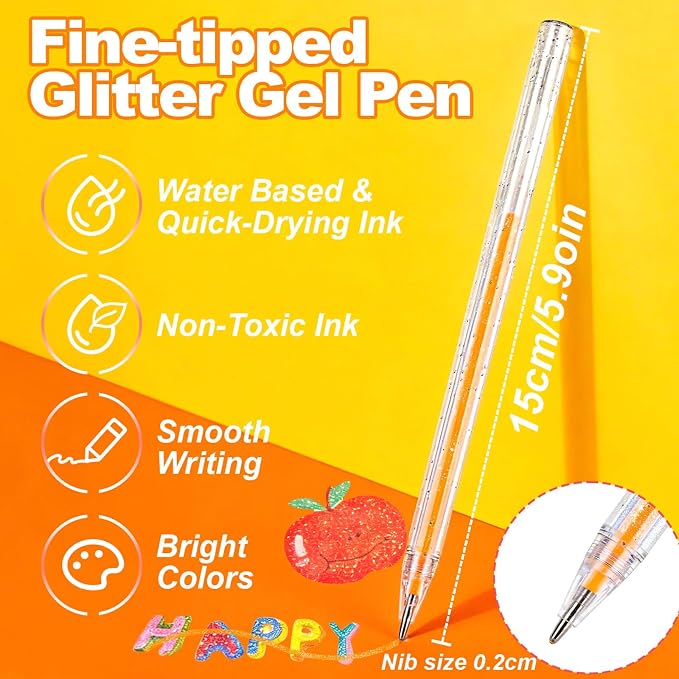 Glitter Gel Pens, 48 Colors Sparkle Gel Pens - Image 6