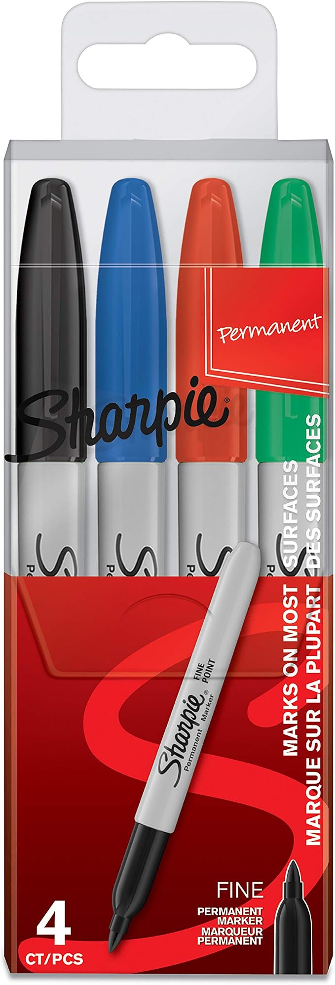 Sharpie Permanent Markers | Fine Point | Assorted Colours | 4 Count by Unknown