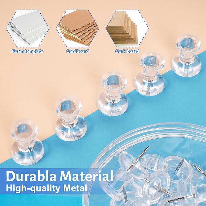 30 PCS Jumbo Push Pins for Bulletin Board, Large Thumb Tacks for Wall, 1.81 Inch - Image 3