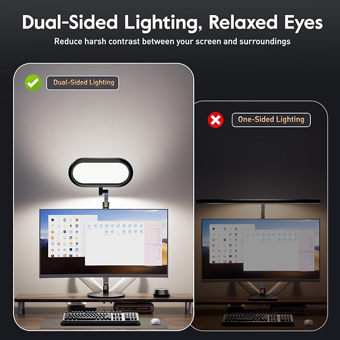 Eye-Caring Desk Lamp for Home Office – LED Soft Light with Knob Remote, Stepless Dimming & Color, Memory, Metal Table Lamp for Zoom, Studying, Video Conference, Flicker-Free, Glare-Free-DeskLoop Office