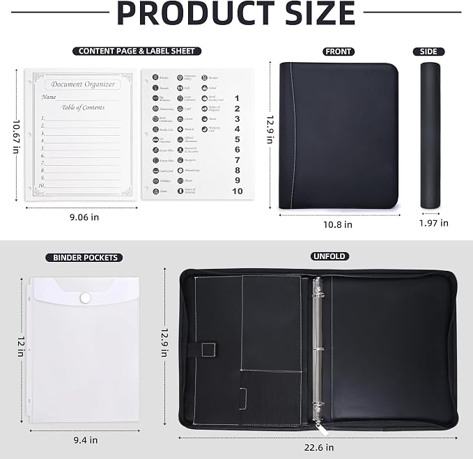 Antner Important Document Organizer Zipper Binder Family Life Emergency - Image 3