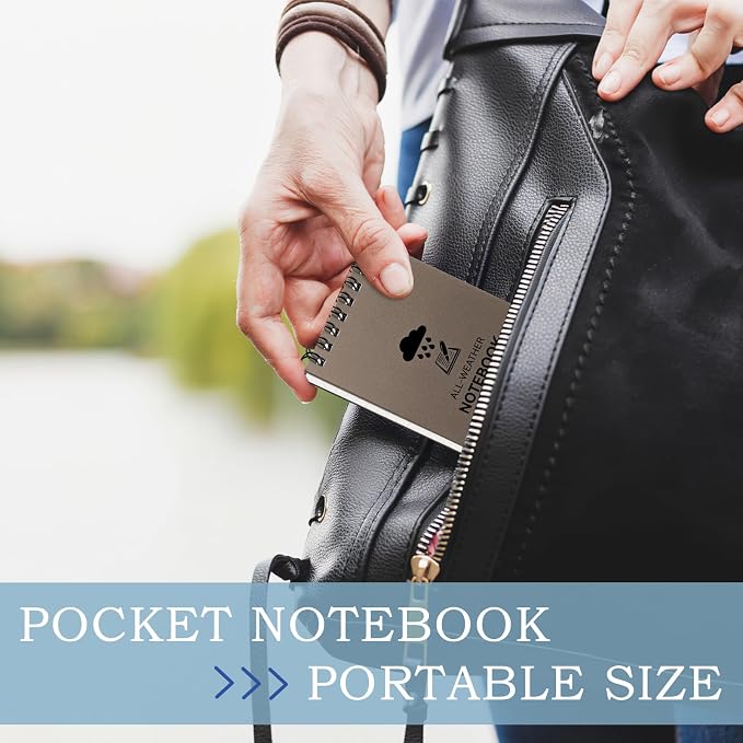 COIDEA 6 Pack Waterproof Notebook, 3 x 5 Pocket Notepad, Top-Spiral - Image 6