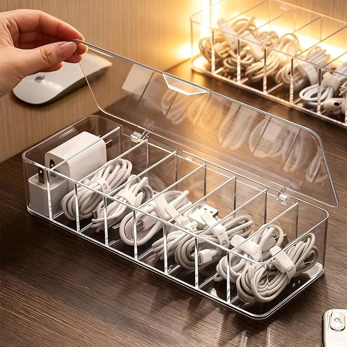 cord organizer box, 10.2 x 3.5 x 2.2in, Desktop Cord Organizer by Moritic