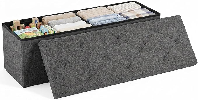 DUMOS 43 Inch Folding Storage Ottoman Bench, Large Hidden Storage Chest by DumosLifestyle