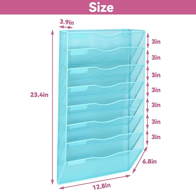 8 Pockets Mesh Wall File Holder Organizer Office Hanging File Folder Magazine - Image 2