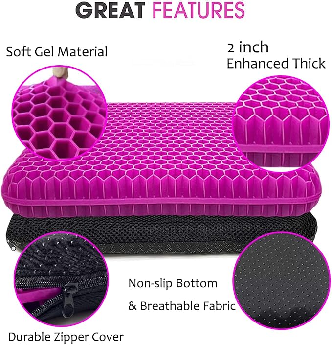 Gel Seat Cushion for Long Sitting, Extra Thick Gel Cushion for Wheelchair Soft - Image 2