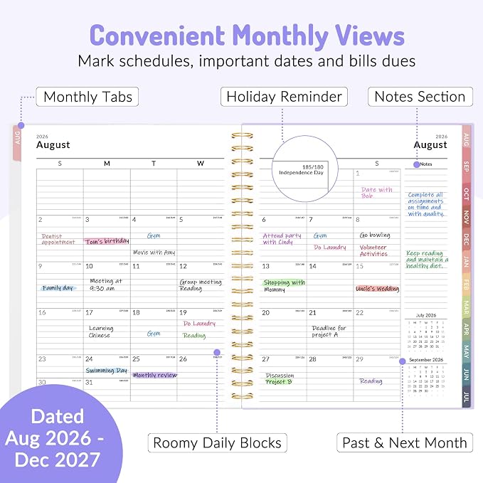 Aug 2026 - Dec 2027 Planner, Forvencer 17 Month Academic Planner 2026-2027 - Image 2
