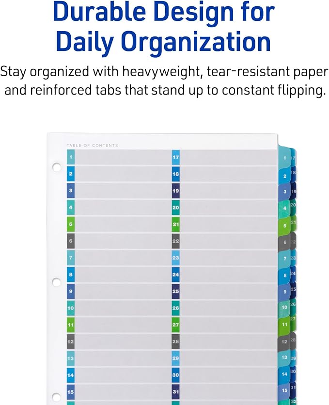 Avery Double Column Dividers for 3 Ring Binders, 32 Tabs per Set, Customizable - Image 5