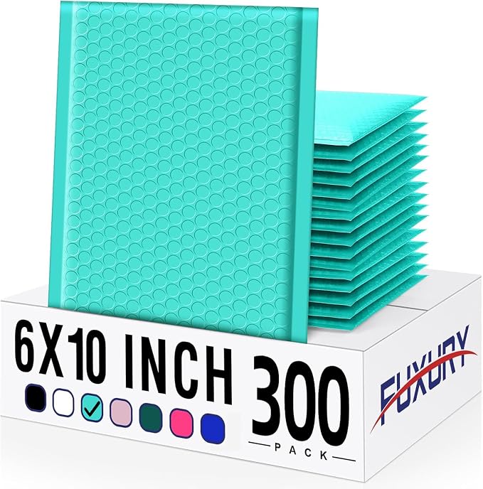 Fuxury 300 Pack Teal Bubble Mailers 6x10 Small Bubble Shipping Envelopes | by Fuxury