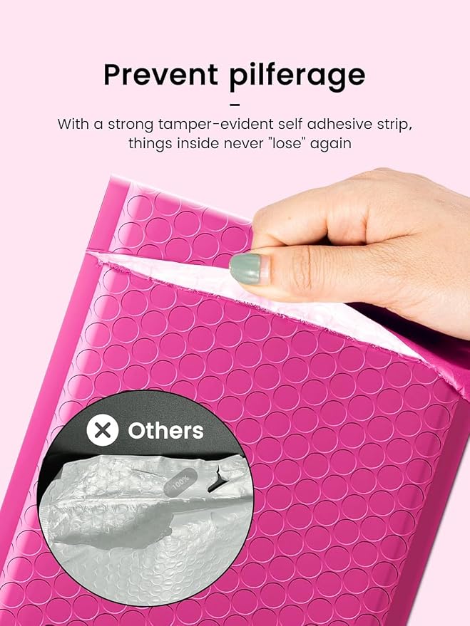 GSSUSA Pink Bubble Mailers 6X10 Inches 500 Pack, Padded Poly Bubble Mailer - Image 6