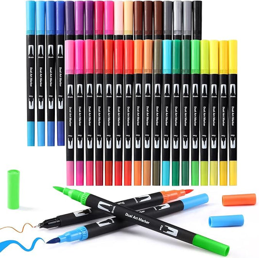 Upanic Brush Markers for Adult Coloring Books, 36 Coloring Pens | Art Supplies by Upanic