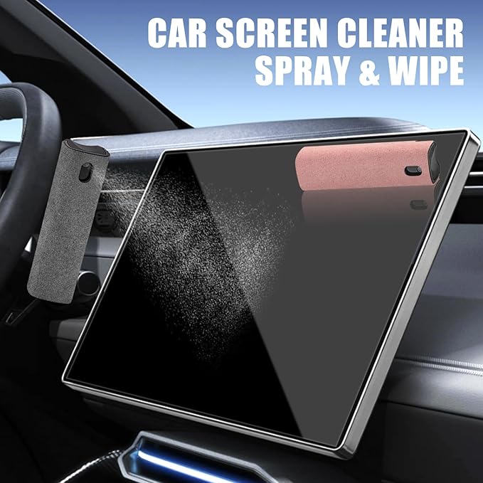 walrfid 2 Pack Car Screen Cleaner, Computer Screen Cleaner Spray and Wipe, Laptop Cleaning Mist Kit for Electronic iPad, iPhone, Phone, MacBook, TV, Monitor Display, with Graffiti Case, Grey Pink-DeskLoop Office