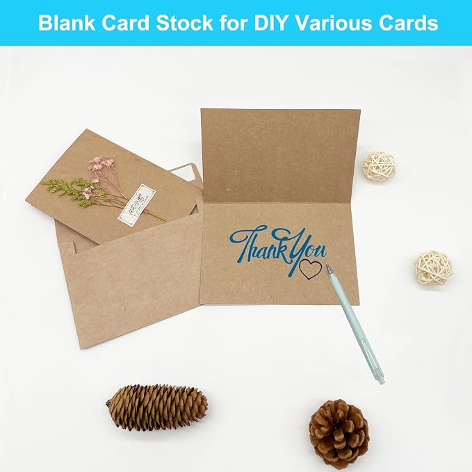Blank Cards and Envelopes 4x6, 50 Pack Brown Blank Folded Greeting Cards and - Image 4