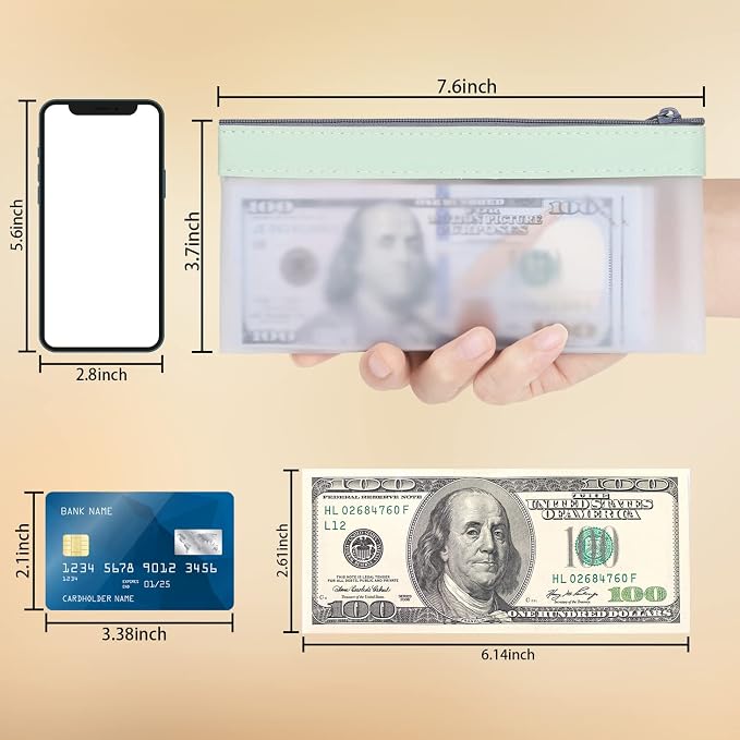 Clear Money Envelopes for Cash 7.6"x3.7" | Money Bags - Image 3