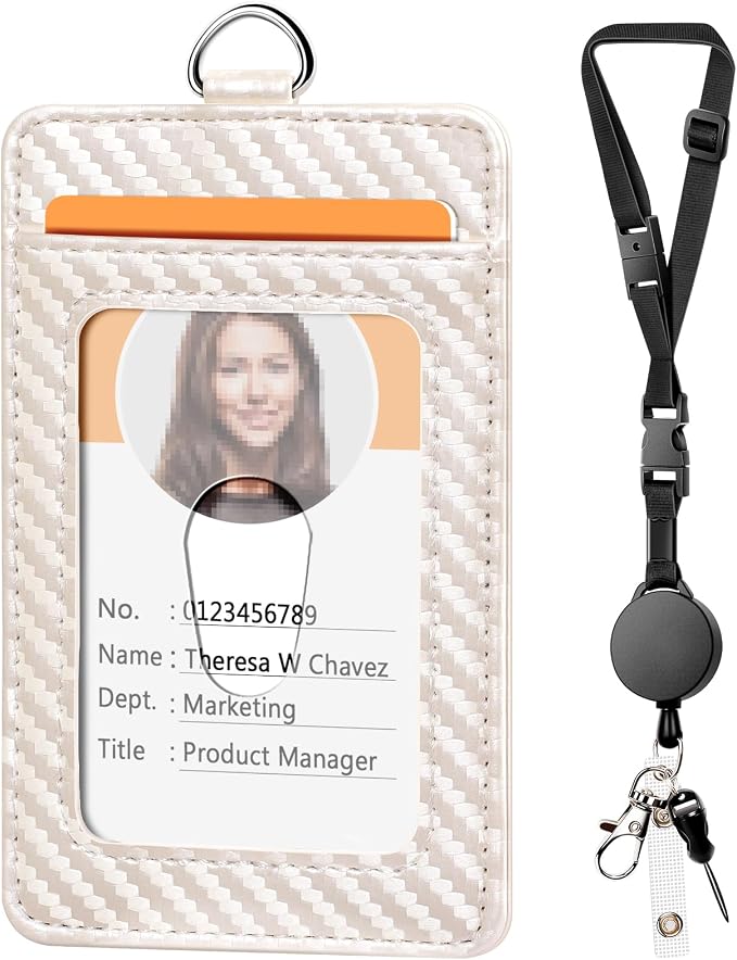 Leather Badge Holder and Adjustable Retractable Lanyards, Quick Release Buckle by Coloryourlife