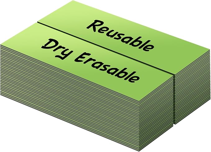 LLPT Dry Erase Magnetic Labels 1" x 3" 50 Packs Green | Reusable Blank Writable by LLPT-AllAboutAdhesiveTapes