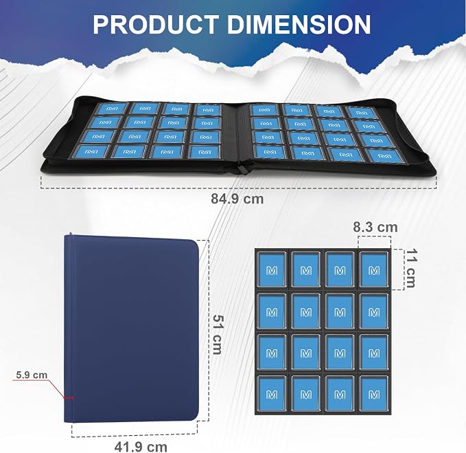 16 Pocket Toploader Binder, Holds 640 TopLoaders, Top Loader Binder - Image 3