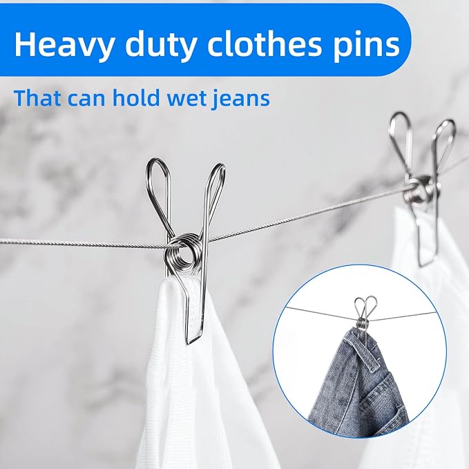 40 Pack Wire Clothes Pins Heavy Duty Outdoor, Stainless Steel ClothesPins - Image 7