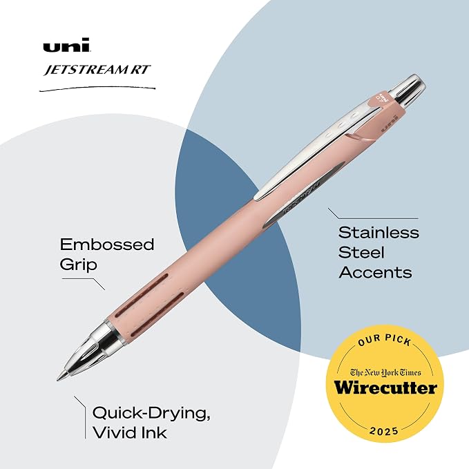 Uni-Ball Jetstream RT Ballpoint Pen, Fine Point, Coral Barrel, 6 Pens - Image 3