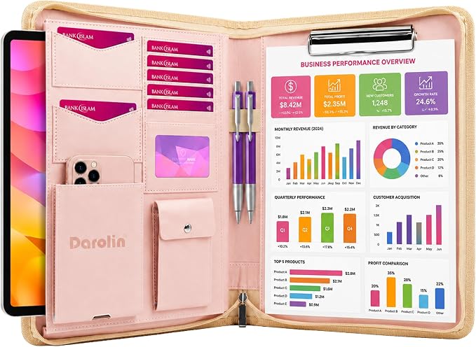 Darolin Vegan Leather Padfolio Portfolio by Darolin
