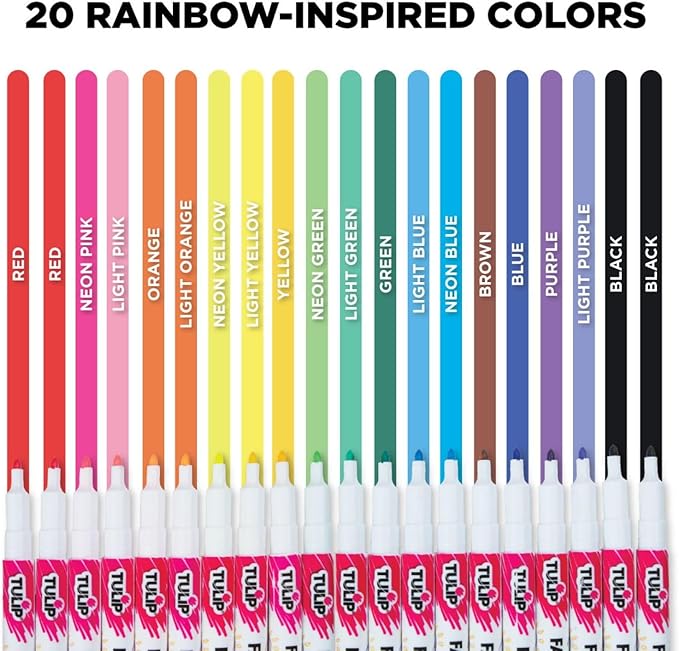 Tulip Permanent Fabric Markers Rainbow 20 Pack - Image 5