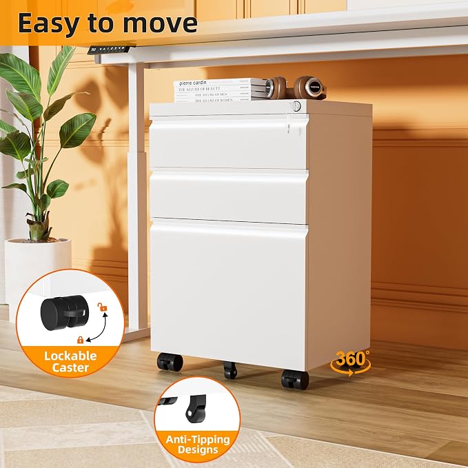 INTERGREAT 3 Drawer Filing Cabinet - Image 5