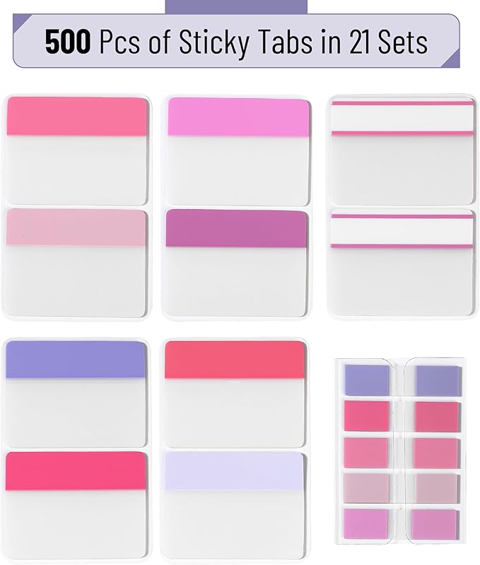 Mr. Pen- Sticky Index Tabs, 500 Pcs, 21 Sets, Colorful Sticky Tabs for Notebooks, Page Markers, Page Tabs for Binders, Page Tabs Sticky Tabs for Books, Notebook Tabs, Book Sticky Tabs for Notebooks-DeskLoop Office