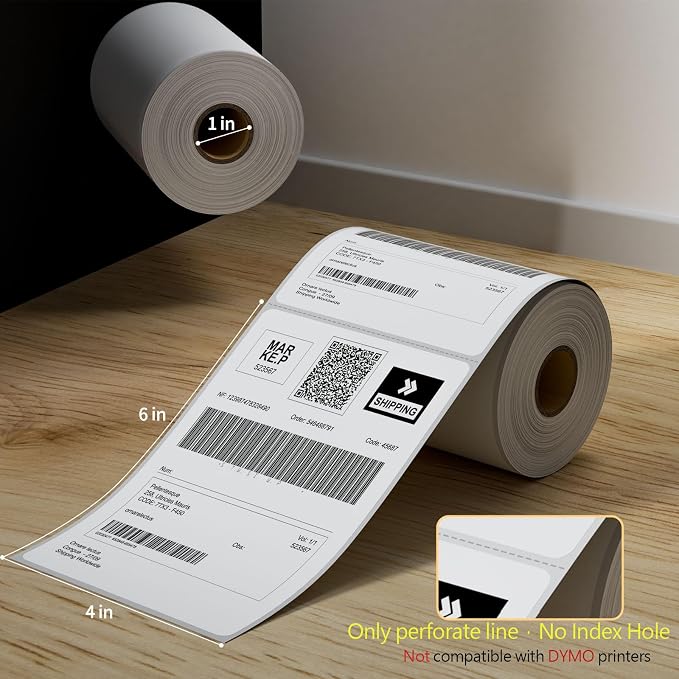 40 Rolls 4" x 6" Direct Thermal Printer Label, 250 Labels/Roll, Total 10000 - Image 2