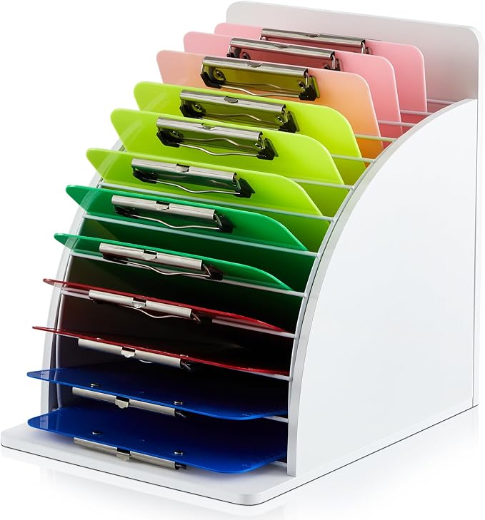 Wonderjune 1 Pack Clipboard Holder Wooden Metal Clipboards Storage Rack by Wonderjune