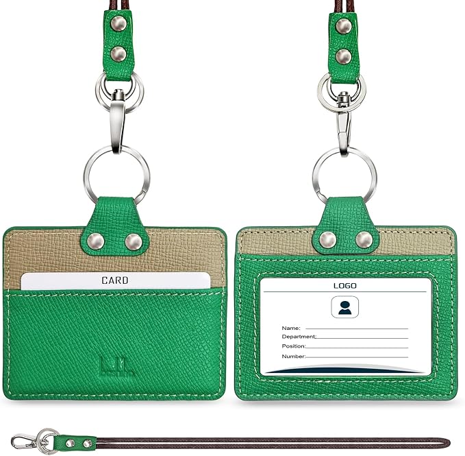 Badge Holder: Boshiho Cowhide Leather ID Badge Card Holder - Image 7
