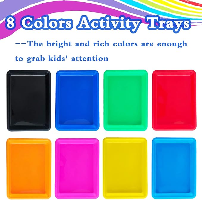 10 Pack Plastic Art Trays: 8 Color Sensory Trays - Image 4