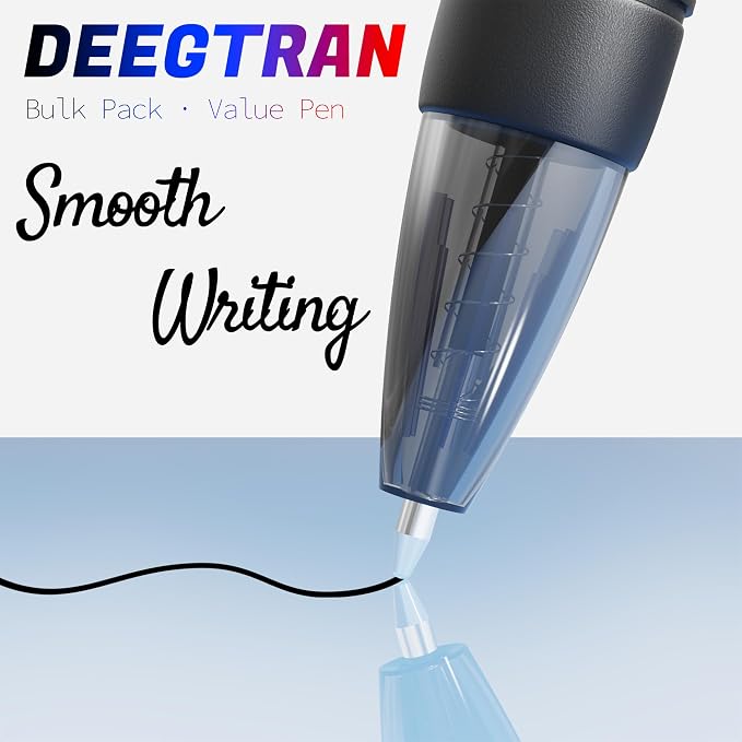 deegtran Pens Bulk, 30 Pack No Bleed Black Ink Click Pens - Image 3
